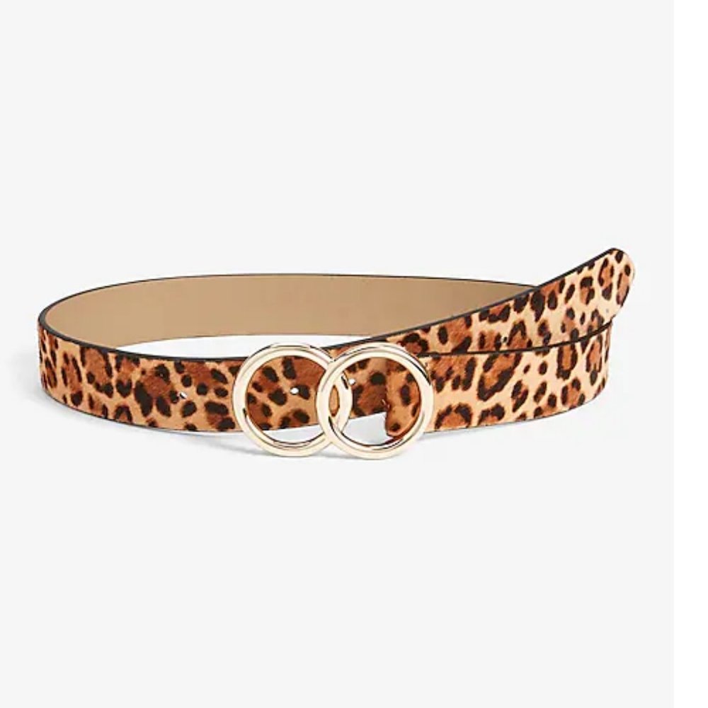 nwt express leopard calf hair belt s small